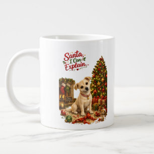 Funny Christmas Dog Illustration Large Coffee Mug
