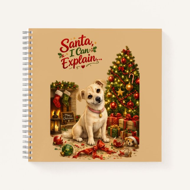 Funny Christmas Dog Illustration Notebook (Front)