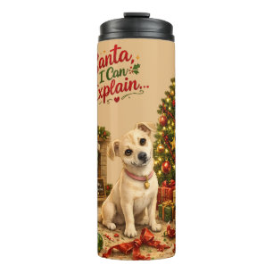 Funny Christmas Dog Illustration Thermal Tumbler