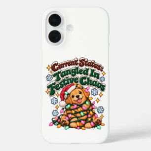 Funny Christmas Dog Lights Sarcastic Winter iPhone 16 Case