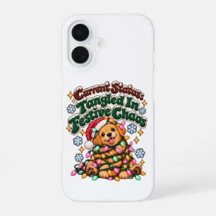 Funny Christmas Dog Lights Sarcastic Winter iPhone 16 Case