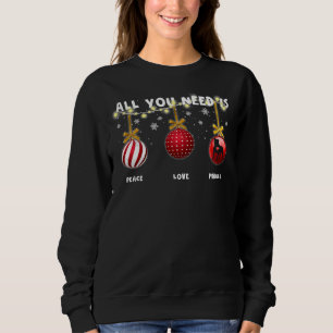 Funny Christmas Dog Peace Love Pitbull Lover Sweatshirt
