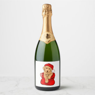 Funny Christmas Dog Vintage Xmas With dogs Sparkling Wine Label