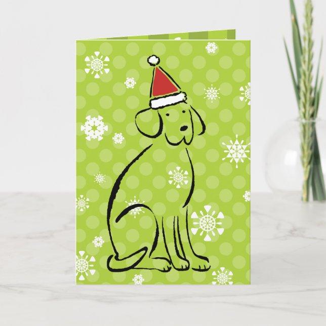 Funny Christmas Dog Wearing Red Santa Hat Monogram Holiday Card (Front)