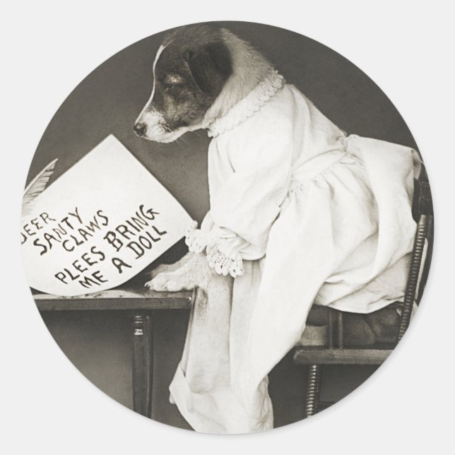 Funny Christmas Dog Xmas Expectations Holiday Classic Round Sticker (Front)