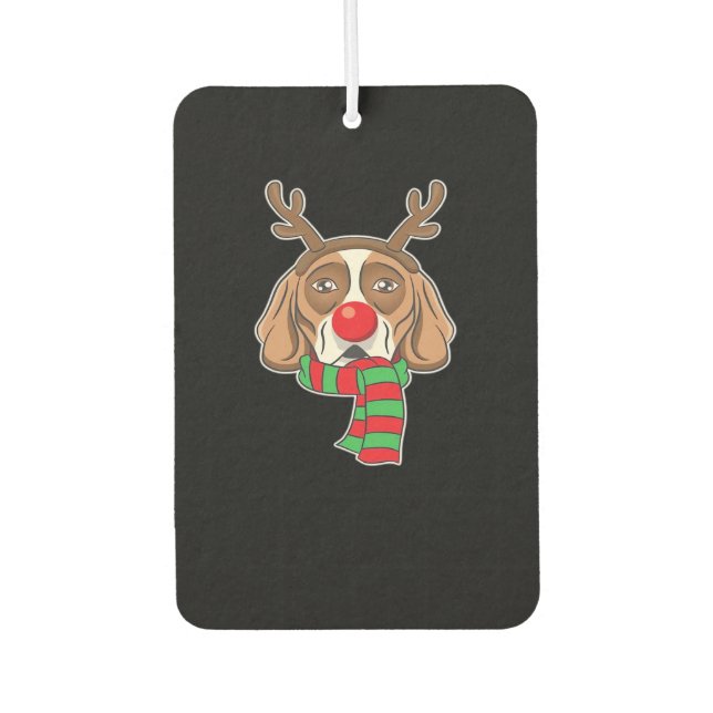 Funny Christmas Dog Xmas Reindeer Beagle Holiday G Car Air Freshener (Front)