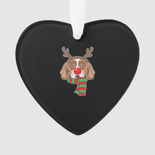 Funny Christmas Dog Xmas Reindeer Beagle Holiday G Ornament (Front)