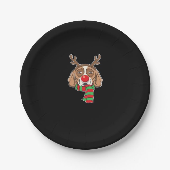 Funny Christmas Dog Xmas Reindeer Beagle Holiday G Paper Plate (Front)
