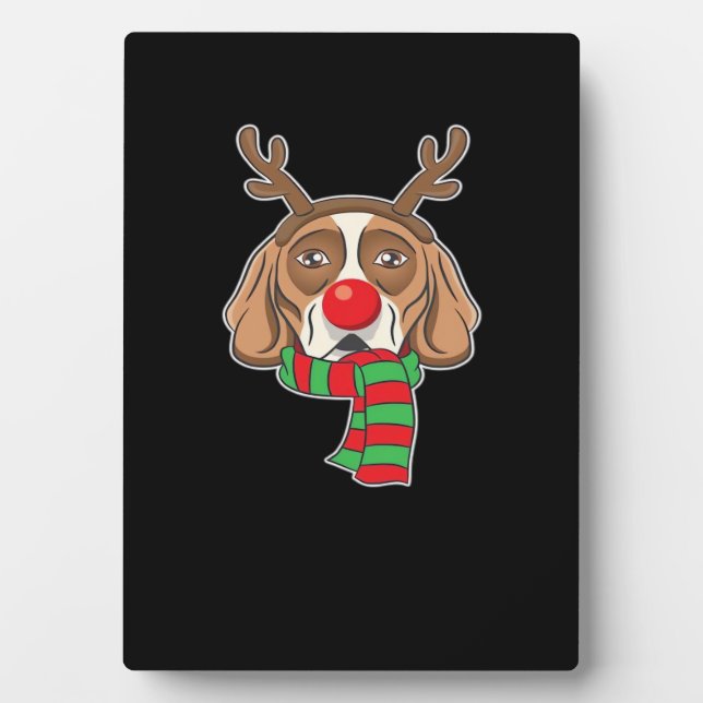 Funny Christmas Dog Xmas Reindeer Beagle Holiday G Plaque (Front)