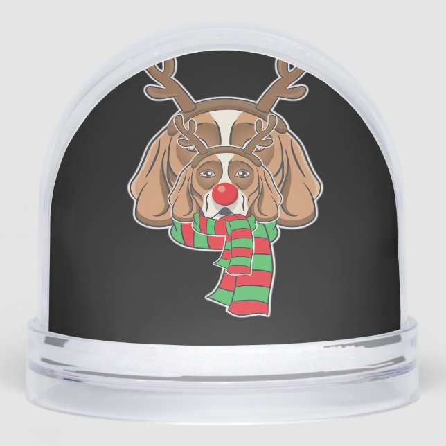 Funny Christmas Dog Xmas Reindeer Beagle Holiday G Snowglobe (Front)