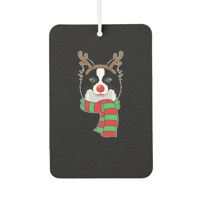 Funny Christmas Dog Xmas Reindeer Border Collie Ho Car Air Freshener (Front)