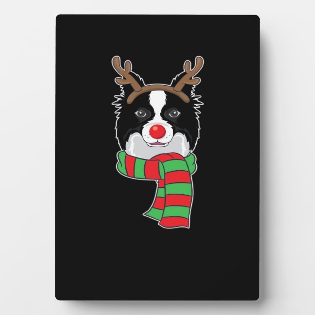 Funny Christmas Dog Xmas Reindeer Border Collie Ho Plaque (Front)
