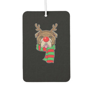 Funny Christmas Dog Xmas Reindeer Bulldog Holiday  Car Air Freshener