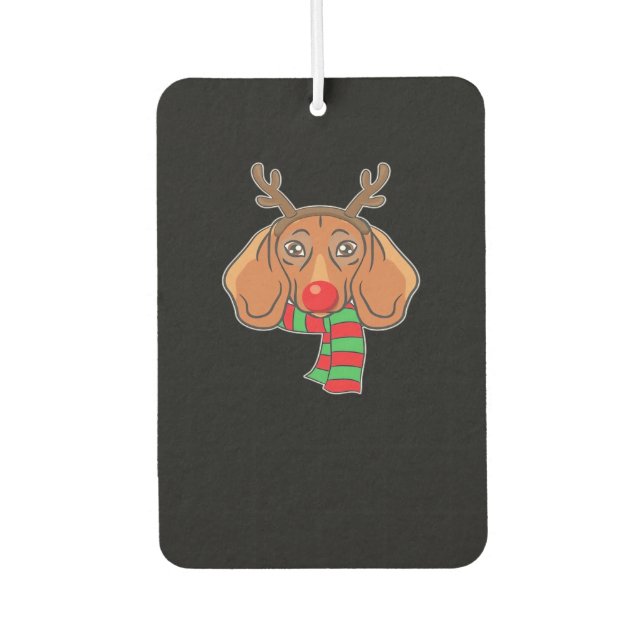 Funny Christmas Dog Xmas Reindeer Dachshund Holida Car Air Freshener (Front)