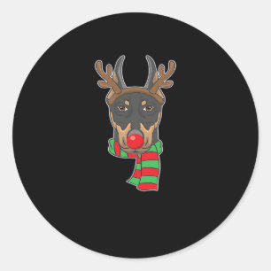 Funny Christmas Dog Xmas Reindeer Doberman Holiday Classic Round Sticker