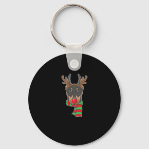 Funny Christmas Dog Xmas Reindeer Doberman Holiday Key Ring