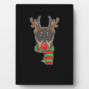 Funny Christmas Dog Xmas Reindeer Doberman Holiday Plaque