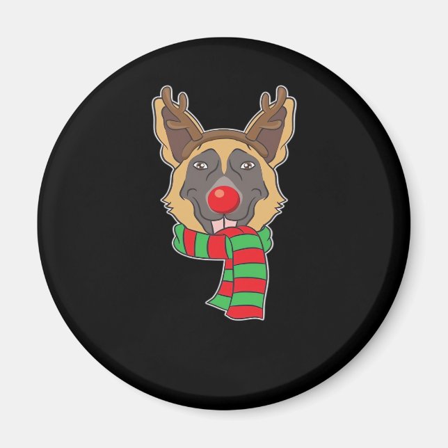 Funny Christmas Dog Xmas Reindeer German Shepherd  Magnet (Front)