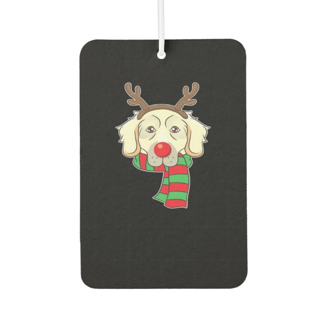 Funny Christmas Dog Xmas Reindeer Golden Retriever Car Air Freshener (Front)