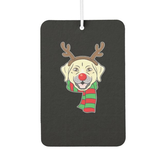 Funny Christmas Dog Xmas Reindeer Labrador Holiday Car Air Freshener (Front)