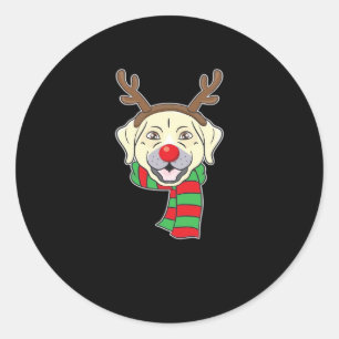 Funny Christmas Dog Xmas Reindeer Labrador Holiday Classic Round Sticker