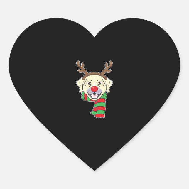 Funny Christmas Dog Xmas Reindeer Labrador Holiday Heart Sticker (Front)
