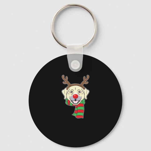 Funny Christmas Dog Xmas Reindeer Labrador Holiday Key Ring (Front)