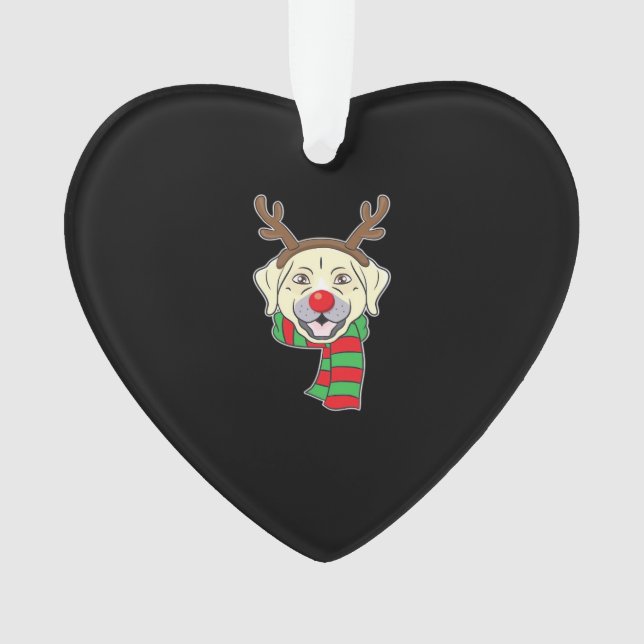 Funny Christmas Dog Xmas Reindeer Labrador Holiday Ornament (Front)