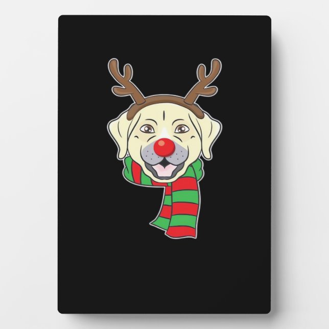 Funny Christmas Dog Xmas Reindeer Labrador Holiday Plaque (Front)