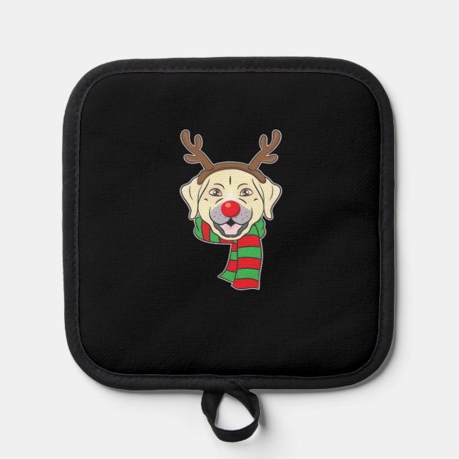 Funny Christmas Dog Xmas Reindeer Labrador Holiday Pot Holder (Front)