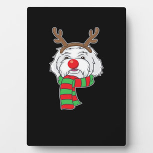 Funny Christmas Dog Xmas Reindeer Maltese Dog Holi Plaque