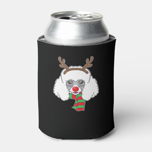 Funny Christmas Dog Xmas Reindeer Poodle Holiday S Can Cooler (Can Front)
