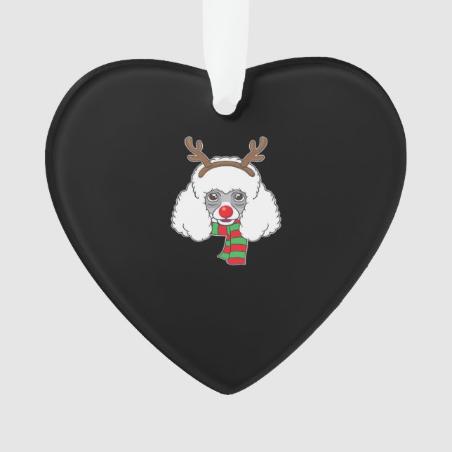 Funny Christmas Dog Xmas Reindeer Poodle Holiday S Ornament (Front)