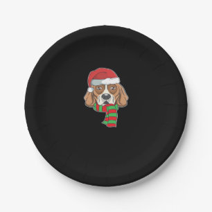 Funny Christmas Dog Xmas Santa Beagle Holiday Gift Paper Plate