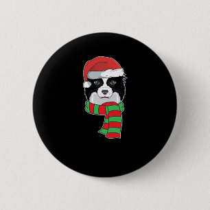 Funny Christmas Dog Xmas Santa Border Collie Holid 6 Cm Round Badge