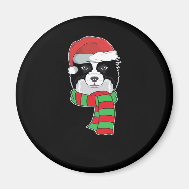 Funny Christmas Dog Xmas Santa Border Collie Holid Magnet (Front)