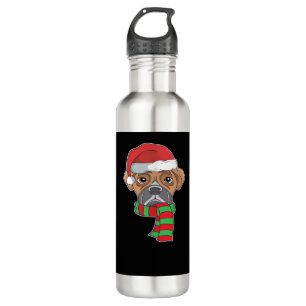 Funny Christmas Dog Xmas Santa Boxer Holiday Gift 710 Ml Water Bottle