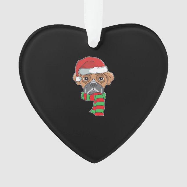 Funny Christmas Dog Xmas Santa Boxer Holiday Gift  Ornament (Front)