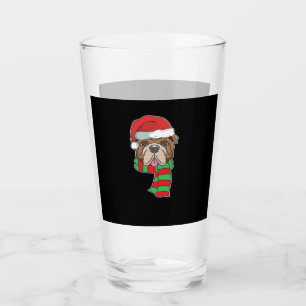 Funny Christmas Dog Xmas Santa Bulldog Holiday Gif Glass