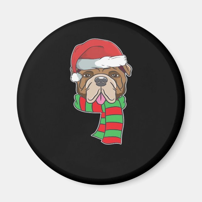 Funny Christmas Dog Xmas Santa Bulldog Holiday Gif Magnet (Front)