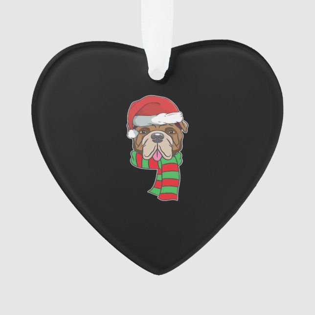 Funny Christmas Dog Xmas Santa Bulldog Holiday Gif Ornament (Front)
