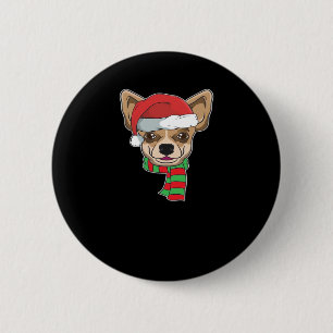 Funny Christmas Dog Xmas Santa Chihuahua Holiday G 6 Cm Round Badge