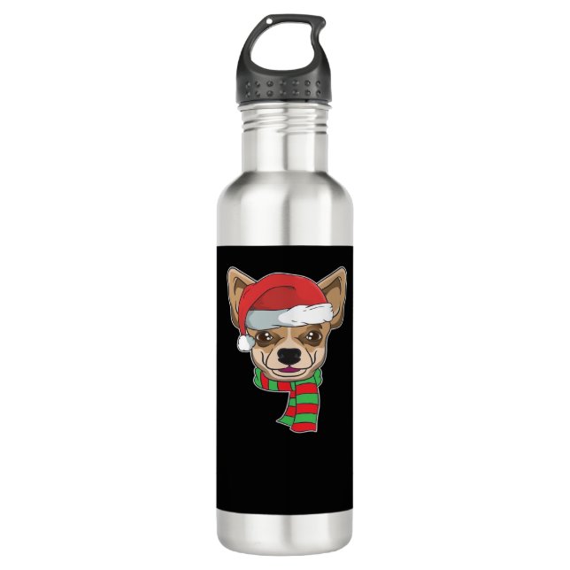 Funny Christmas Dog Xmas Santa Chihuahua Holiday G 710 Ml Water Bottle (Front)