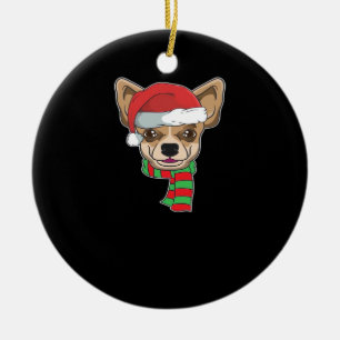 Funny Christmas Dog Xmas Santa Chihuahua Holiday G Ceramic Tree Decoration