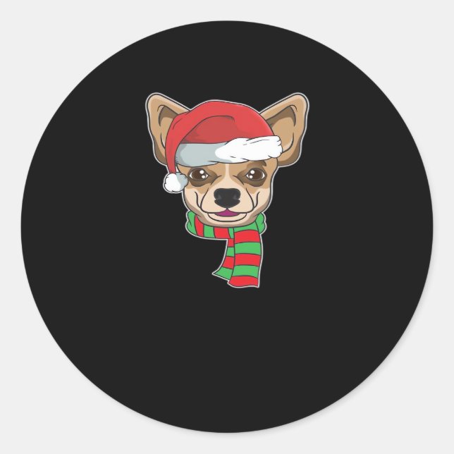 Funny Christmas Dog Xmas Santa Chihuahua Holiday G Classic Round Sticker (Front)