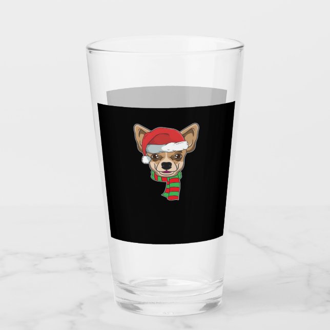 Funny Christmas Dog Xmas Santa Chihuahua Holiday G Glass (Front)