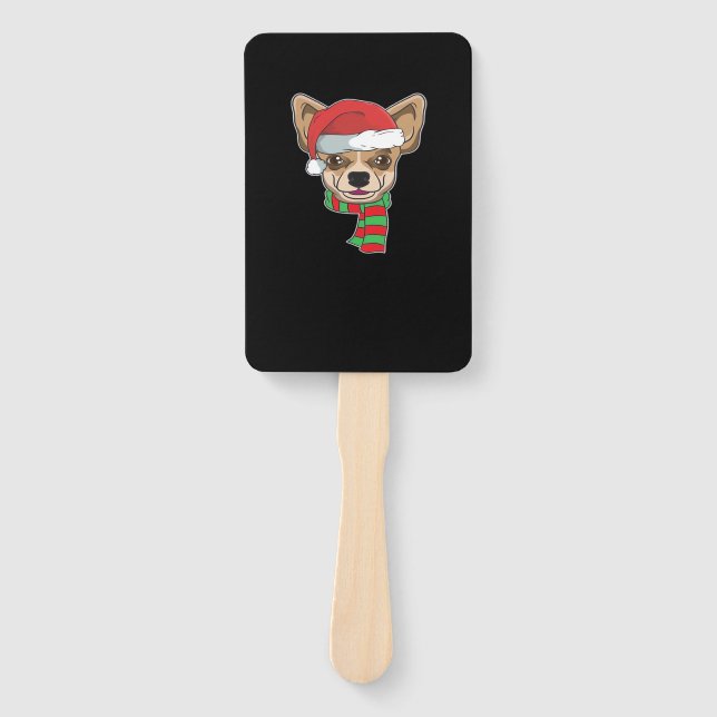 Funny Christmas Dog Xmas Santa Chihuahua Holiday G Hand Fan (Front)