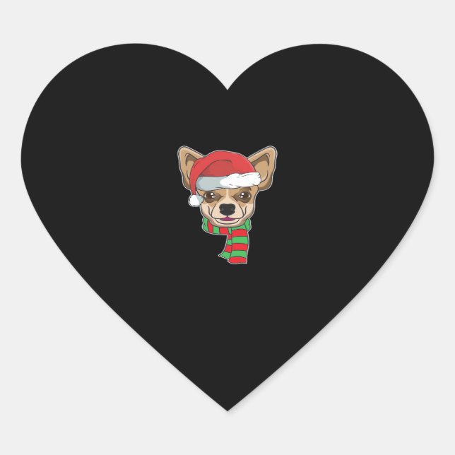 Funny Christmas Dog Xmas Santa Chihuahua Holiday G Heart Sticker (Front)