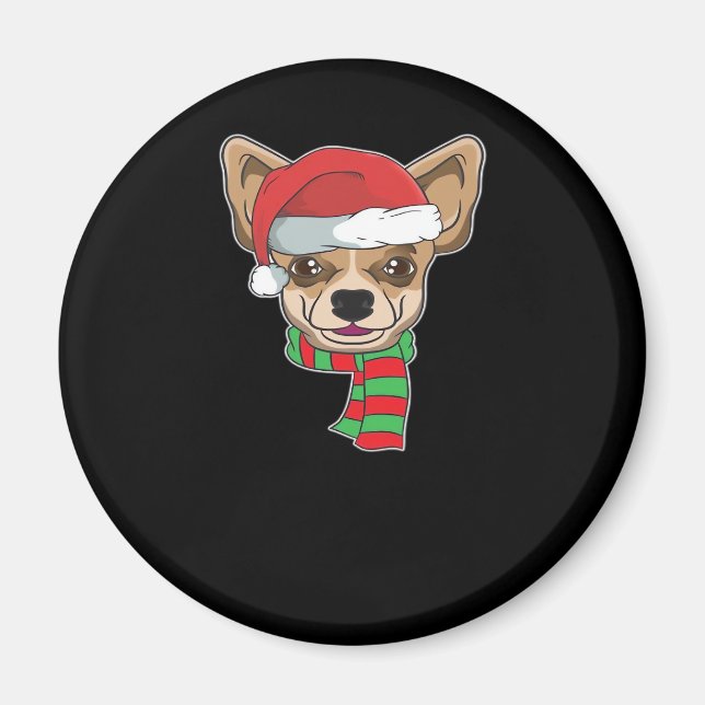 Funny Christmas Dog Xmas Santa Chihuahua Holiday G Magnet (Front)