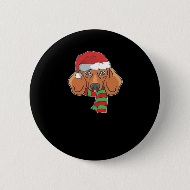 Funny Christmas Dog Xmas Santa Dachshund Holiday G 6 Cm Round Badge (Front)